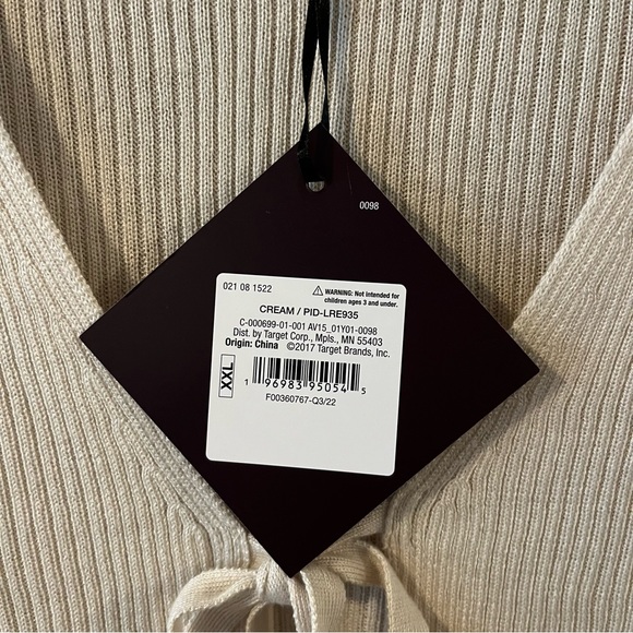 Ava & Viv Cropped Cream Ribbed Long Sleeve Cardigan Sweater NWT Target - Picture 4 of 8